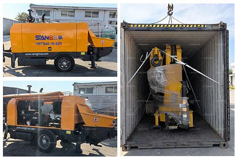 Delivery of trailer pump and truck crane