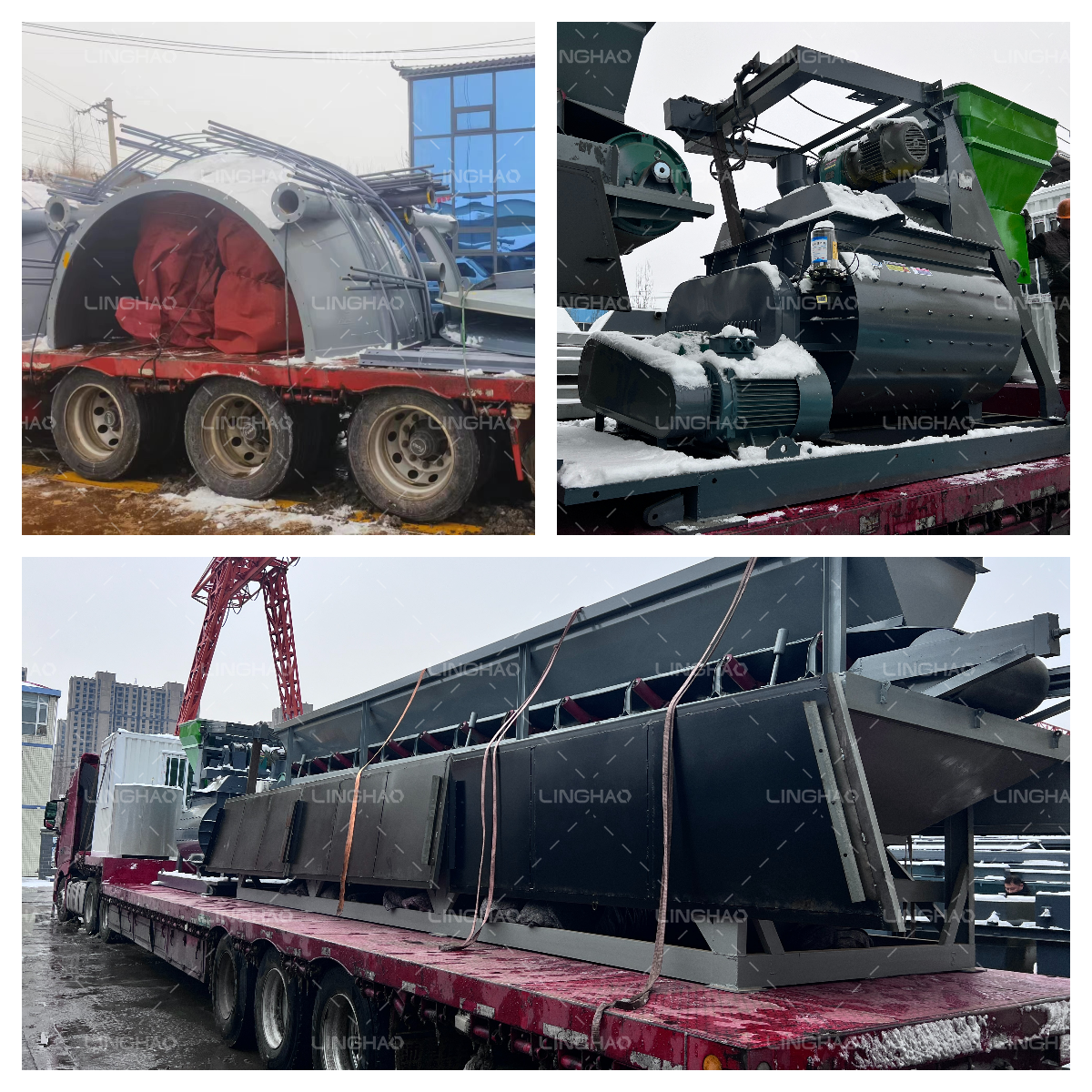 Linghao Machinery's concrete mixing plant has successfully been shipped to Russia